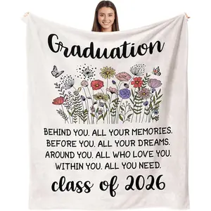 2026 Graduation Gifts Soft Flannel Blanket for Her His, High School College Graduation Gifts for Women, PHD Master's Degree Graduations Gifts, Class of 2026 Graduate Throw Blanket