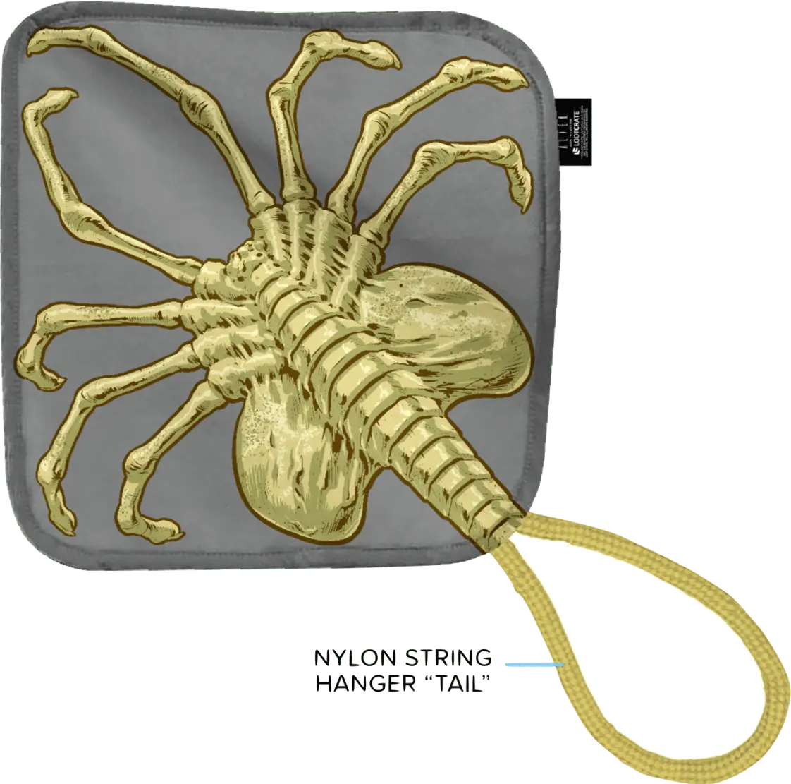 Hanging Loot Crate Alien Facehugger Face Towel with String Hanger "Tail", Quick Drying Water Absorbent Bathroom Towel