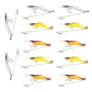 12Pcs 3.5in Soft Luminous Shrimp Lure Set,Shrimp Bait with Hooks and Beads - Fishing Tackles for Freshwater and Saltwater Bass, Trout, Catfish, Salmon - Home Improvement.
