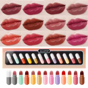 Portable Capsule Shaped Lipstick Velvet Finish Silky Texture Lightweight Easy Pigmentation
