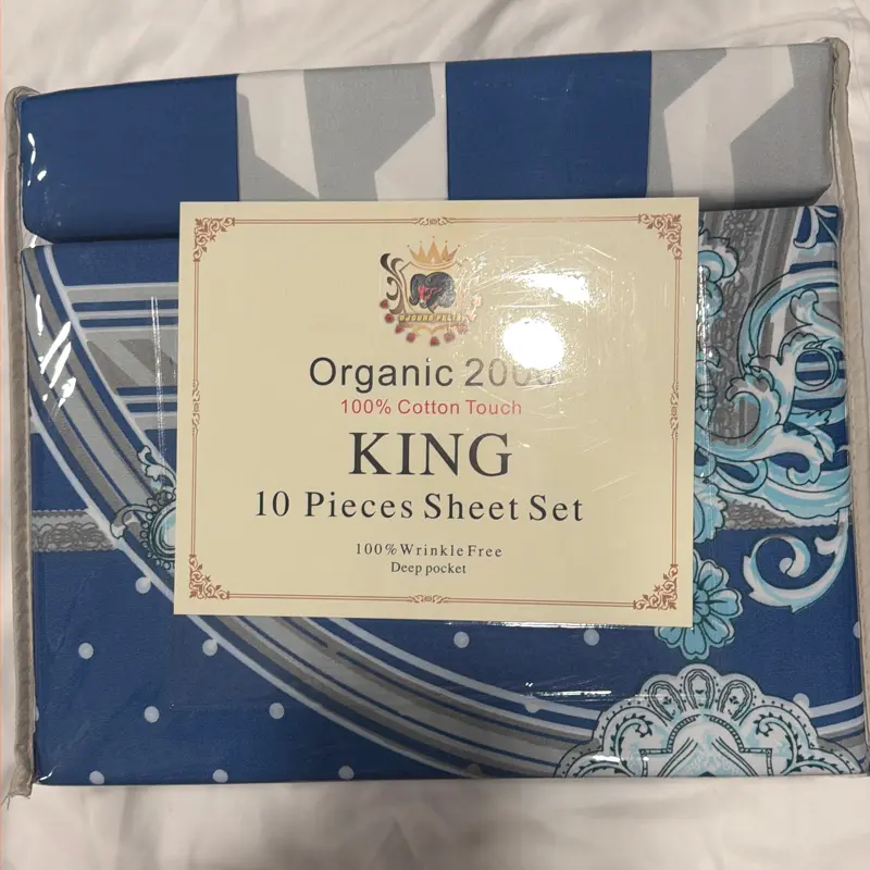 Organic 200g 100% Cotton Touch KING 10 Pieces Sheet Set 100% Wrinkle Free Deep Pocket