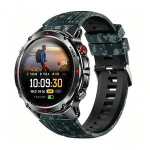 Rugged tactical smartwatch — viral on TikTok, 2026 new model, military-grade IP68 waterproof, Bluetooth calling, heart rate monitor, 100+ sports modes for Android and iOS, suitable for men and women, ideal for outdoor hiking, running, and swimming.