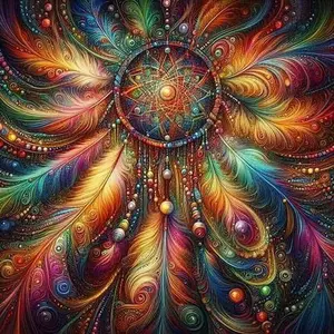 5D DIY Full Drill Round Diamond Painting - Dream Catcher Mosaic, Canvas - DIY Decorative Painting, Home Wall Decor, Suitable for Halloween and Christmas, Birthday and Anniversary Gifts