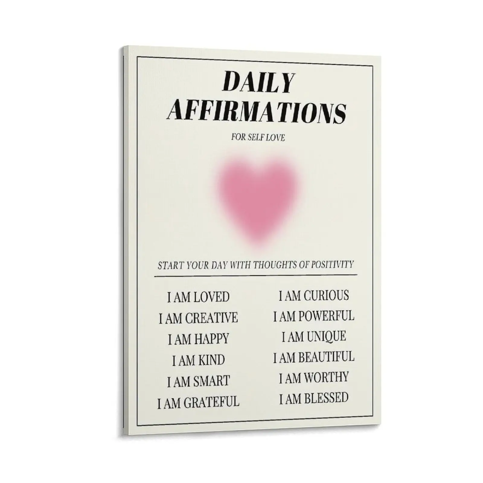 Pinks Aura Energy Gradient Wall Art. Daily Affirmations Heart. Divine Feminine. Y2K Minimalist. Bedroom, Dorm Decor Posters.  (4) Poster Canvas Wall Art For Bedroom Decor Bar Office Room Decor Gift