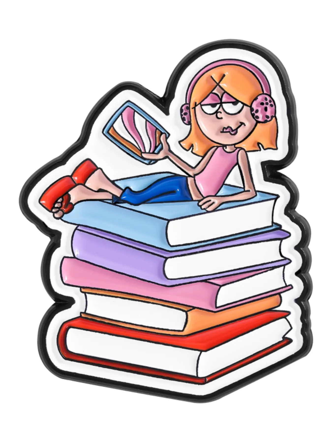 Cartoon Character Enamel Pin Badge, Cute Girl Book Brooch Backpack Collar Emblem, Unisex Daily Wear Gift for Friends, Brooch Pins