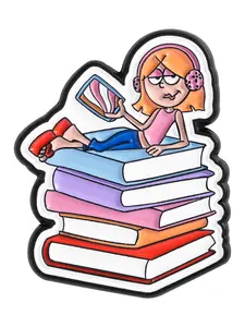 Cartoon Character Enamel Pin Badge, Cute Girl Book Brooch Backpack Collar Emblem, Unisex Daily Wear Gift for Friends