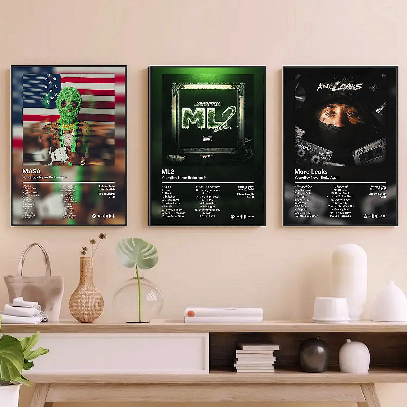 Set of 3 Urban Rap Music Posters HD Print Unframed Album Inspired Wall Art Aesthetic Room Home Modern Decor Trendy Gift