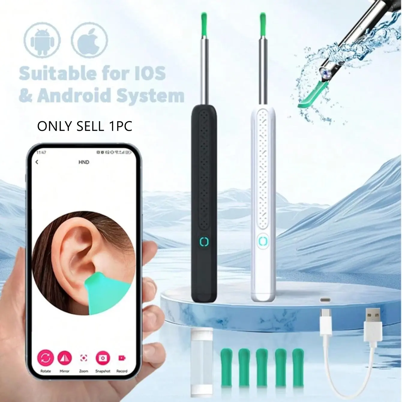 Ear Wax Removal Camera, Earwax Remover, Ear Cleaning Kit - 1080P HD Ear Camera with 6 Ear Spoon Ear Cleaner Set for iOS & Android, WiFi Enabled Ear Scope, Rechargeable Lithium Battery, Ear Care Tweezers