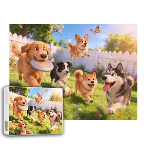 Puppy Paradise Jigsaw Puzzle for Adults 1000 Pieces, Cute Dogs Garden Adventure Scene, Fun Family Activity & Dog Lover Gift
