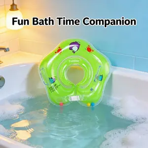 2026 Upgraded Baby Swimming Ring, Newborn Anti-Tip Neck Circle with Safety Lock, Fun Cartoon, 0-1 Year Bath Training, Quick Inflation, Inflatable Floater