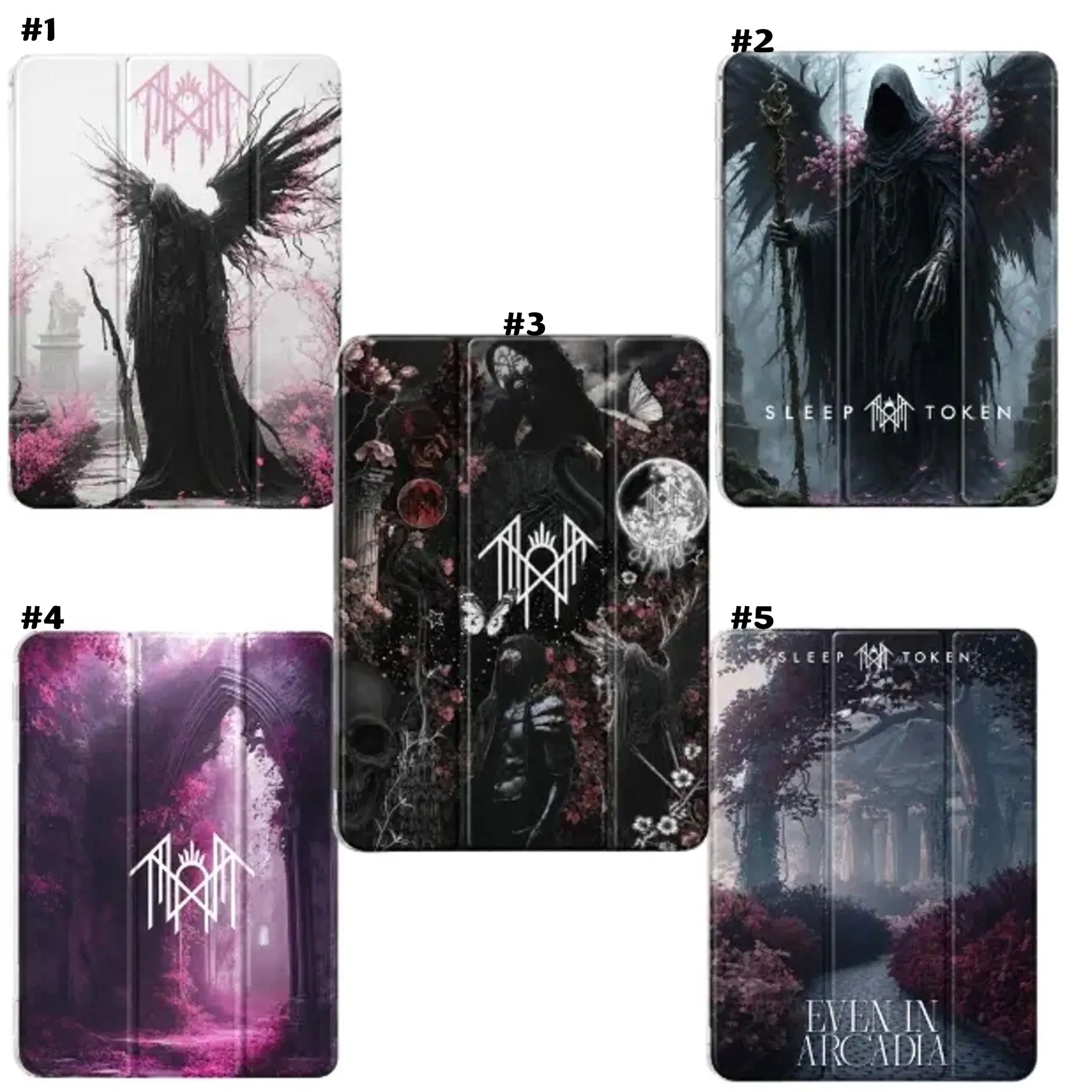 Sleep Token Inspired iPad Case, Dark Gothic iPad Case, Grim Reaper Tablet Cover, Fantasy Raven Folio Case, Gothic Floral Protective Case for iPad & Samsung Galaxy Tab, Dark Academia Gift