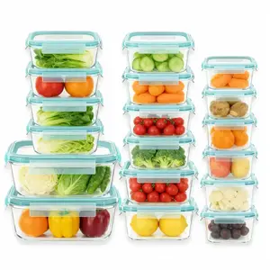 Airtight Lids Glass Meal Prep Containers 18 Pack, Reusable Glass Food Containers for Office Lunch, Microwave Oven Freezer Dishwasher Safe, BPA Free