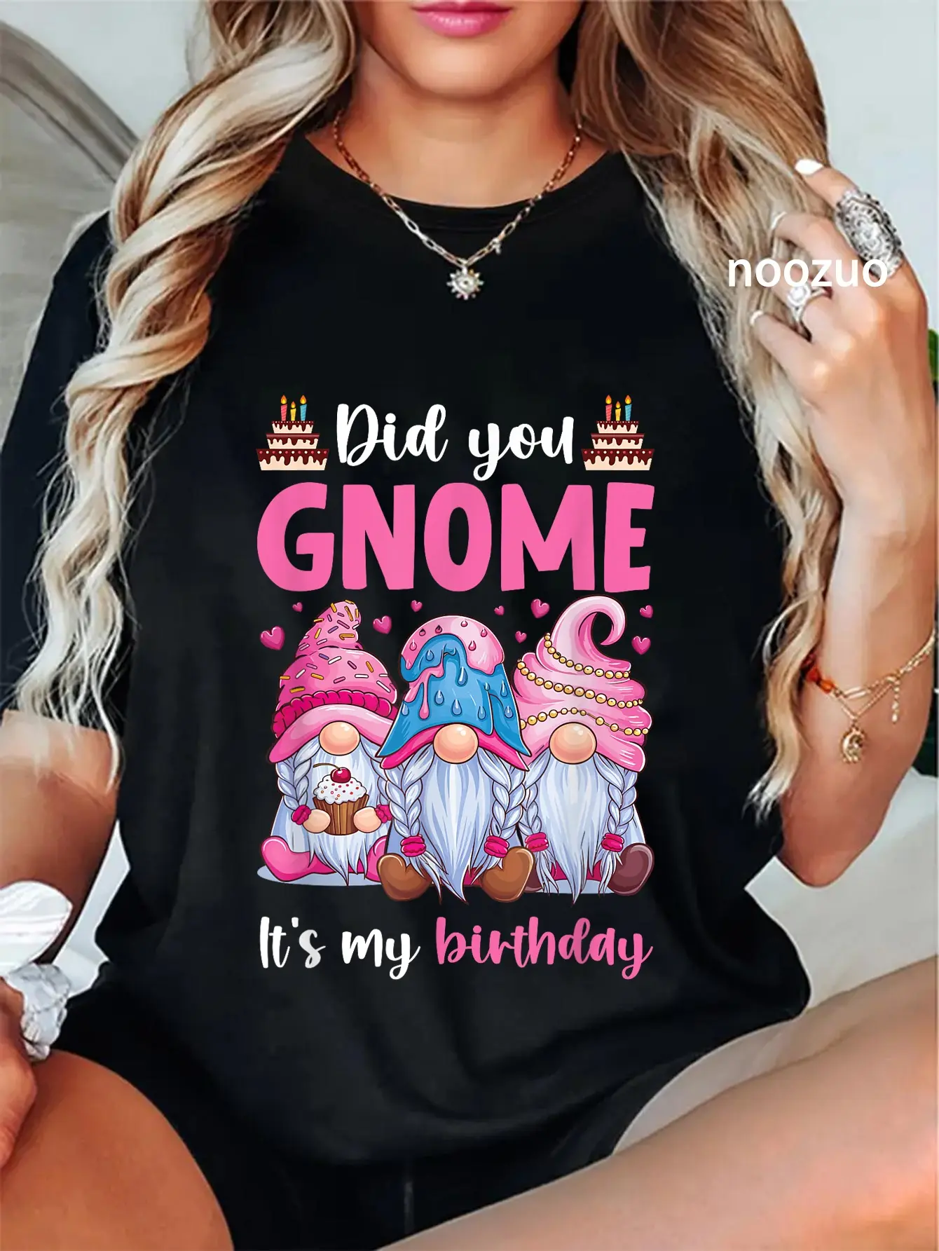 100% Cotton Did You Gnome It's My Birthday Gnomes Gifts for Women Girls T-Shirt
