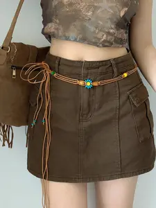 Women's Vintage Braided Belt, Fashion Ethnic Style, No Drilling Design, Perfect for Daily Wear, Unique Accessory for Office