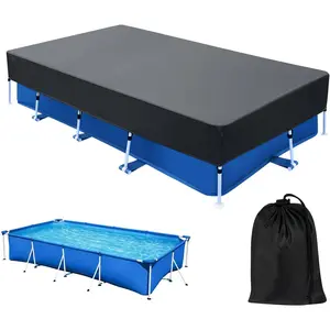 157x83 in Rectangular Pool Cover for Above Ground Pool 13x7 Rectangle Pool Cover Protector Drawstring Design 13ft Winter Pool Cover for Cold and UV Resistant,  Winter