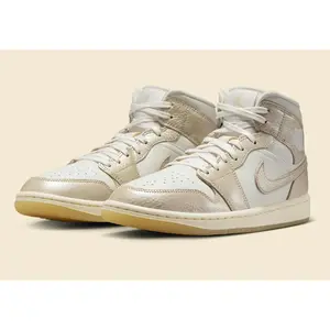 Women's Air Jordan 1 Mid SE "Gold Hoop Pack" HV5159-100 Fashion Athletic Sneaker