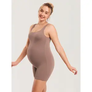 Ribbed Square Neck Maternity Romper Ribbed Square Neck Maternity Romper