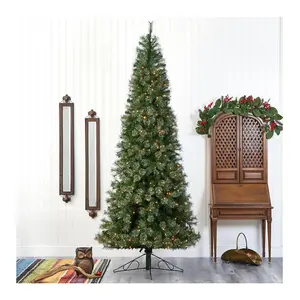 Nearly Natural 10' Slim Artificial Christmas Tree with Lights