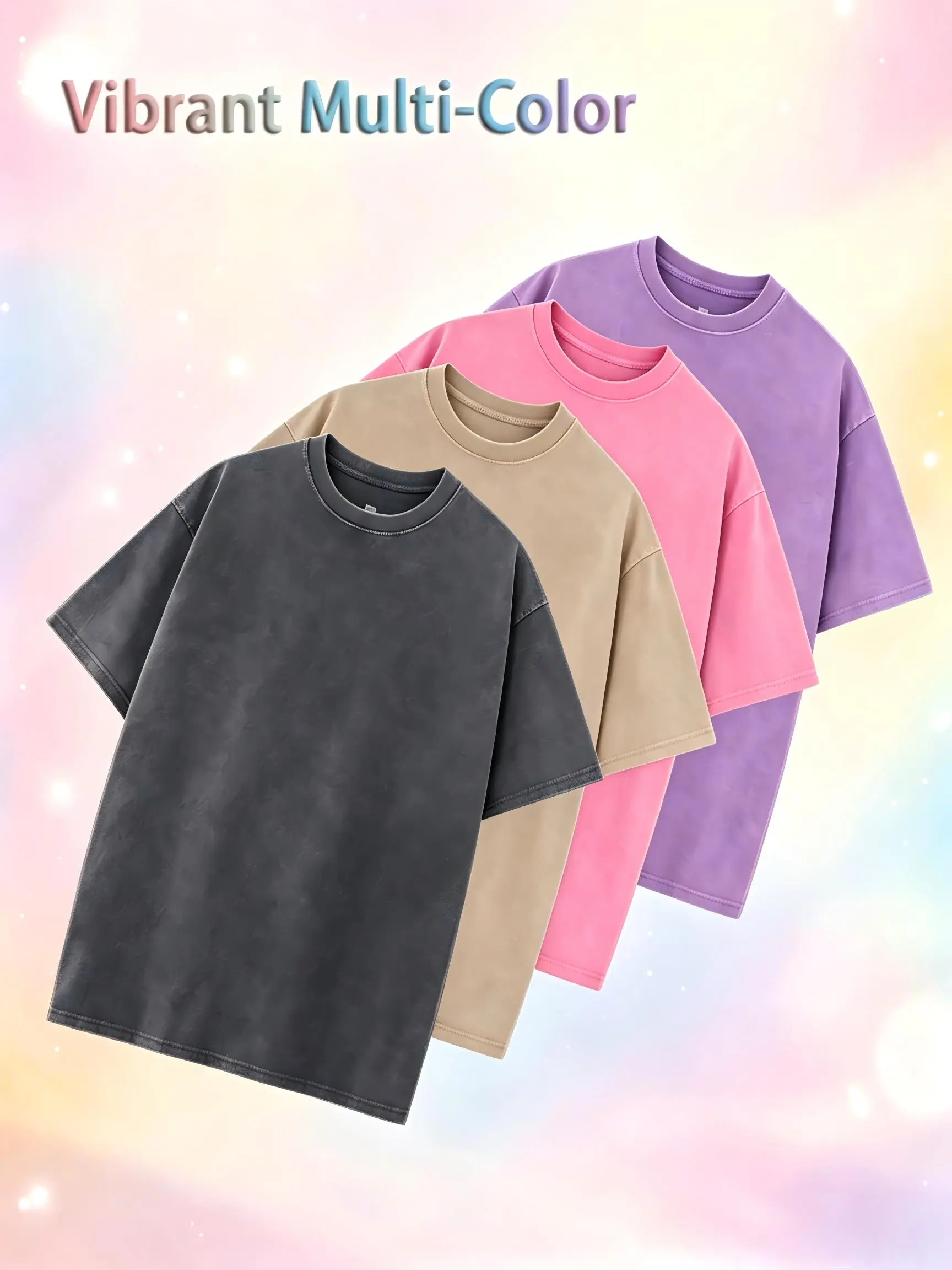 4-Pack Unisex Acid Wash Shirts | Heavyweight Everyday Tops with an 80s Aesthetic, Breathable Retro Fabric, M, Boxy Fit, Vintage T-Shirts, Distressed, Streetwear, Aesthetics, Outfits, Cotton, Street Style, Classic, Shortsleeve, Soft