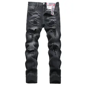 Men's Slim Fit Stretch Jeans Ripped Skinny Design Fashion Distressed Straight Comfort Flex Waist Pants for Everyday Wear