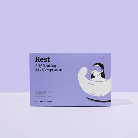 CorneaCare Rest Self Heating Warm Compresses (HSA/FSA Eligible) - Self Heating Eye Masks For Dry Eye Relief and Styes, Travel-friendly, Gentle and Relaxing, Moisturizing and Hydrating Heated Eye Mask
