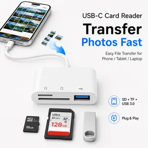 3-in-1 USB-C OTG Adapter for iPhone 15/16 & Samsung: TF/SD Card Reader + Multi-Port Hub for Fast Camera Data Transfer traveling gadgets