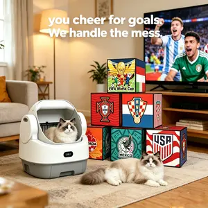 Open-Top Automatic Litter Box, Odor Control, Ready to Use, Self Cleaning Litter Box, Large Capacity with APP Control and Safety Sensor, Ellenpent, with Trash Bags/Waterproof Mat/Litter Mat