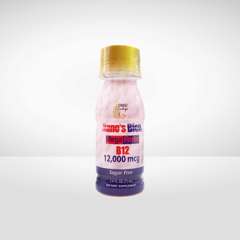 Nano's Bion Mega Forte B12 12,000 mcg 20 Shots 2.4 FL OZ 11 mL Liquid Supplement for Energy & Focus 20 Per Box