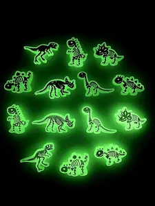 Glow in The Dark Dinosaur Shaped Shoe Charm,  Fashionable Novelty Shoes Decorations for Clogs Design, Dazzling Glamour Trendy Holiday Shoe Accessories for Women & Girls, Dinosaur Embellishments, Glow in the Dark Charms, Shoe Charms Set
