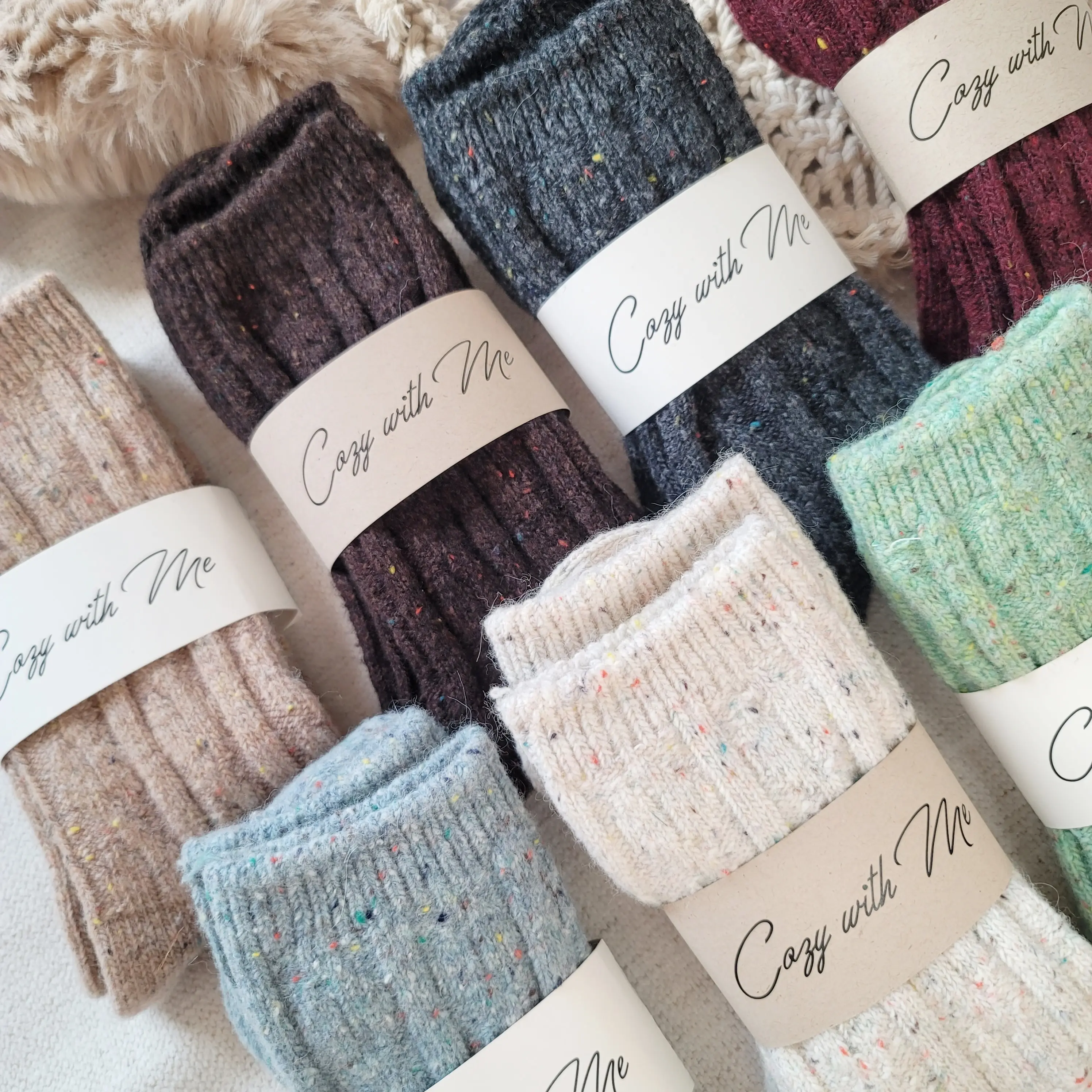 Wool Luxury Warm Screw Socks Cute Cotton Candy Polka Dots *Luxe fabrics Comfie Sock *Women Premium Soft Winter Thick Socks Winter Winter
