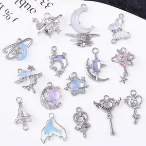 DIY Beads and Amulet Ornaments - Collection of Unique Charms Including Moon Stars and Fairy Designs for Creative Projects