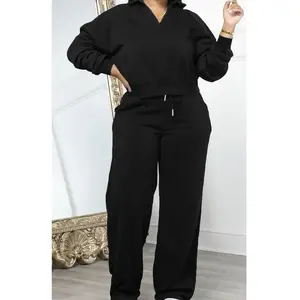 Women’s Solid Long-Sleeve Sweatshirt & Drawstring Waist Pants Sets - Casual Cozy Outfits for Daily Outdoor Wear, Women’s Clothing for All Seasons, Everyday Matching Sets