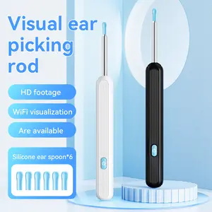 Ear Wax Removal Tool With Camera,An otoscope with a high-definition camera,suitable for both adults and children,The set includes 6-piece metal ear spoons and 6-piece silicone ear spoons