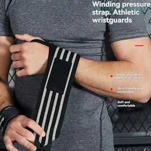 Unisex Sporty Striped Wrist Support Bandage, Elastic Weightlifting Brace, Anti-Twist Wrist Wrap for All Seasons, Men and Women