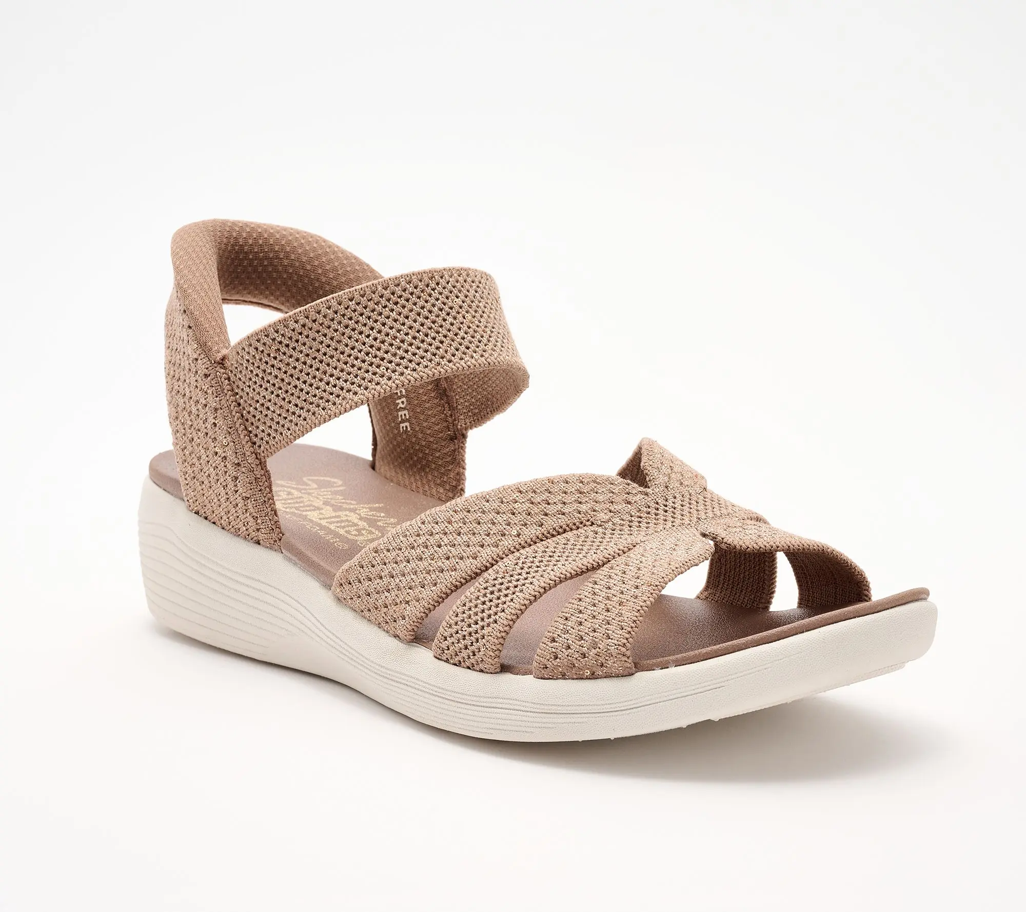 Skechers Slip-ins Sequin Knit Strappy Wedge Sandals