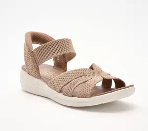 Skechers Slip-ins Sequin Knit Strappy Wedge Sandals