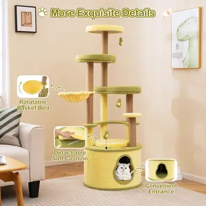 COSTWAY - Large Avocado Cat Tree Multi-level Cat Tower with Private Condo-Green