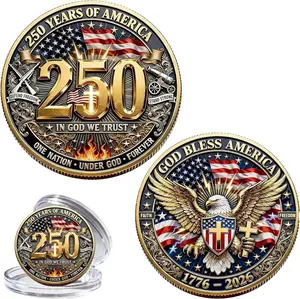 250th Anniversary U.S. Military Commemorative Coin, God Bless America Commemorative Challenge Coin, Military Coin Gift for Veterans, History Loviers