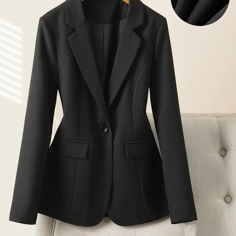 Women's Fashion Collared Blazer Jacket Long Sleeve Fitted, Professional Office Wear, Business Work Clothes, Business Formal Wear, Formal Business Attire, Stylish Ladies Suit Coat, Elegant Workwear Outerwear for Women