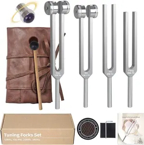 Resonance Tuning Forks for Healing Set - Weighted & Unweighted Tuning Fork Set Including 128Hz, 256Hz, 512HZ & Hockey Puck Activator - Chakra Sound Therapy Instruments