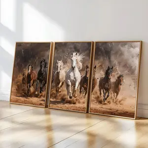 Trending 3 Piece Running Horse Canvas Wall Art Unframed, Luxury Living Room Decor, Perfect Housewarming & Holiday Gift