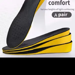 Invisible Height Increase Insoles for Women Men Heel Lift Yellow Shoes Sole Pad Breathable Shock Absorption Feet Care Cushion