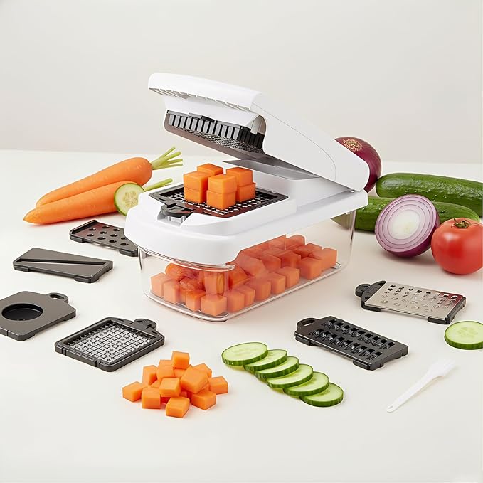 15-in-1 Multifunctional Kitchen Tool Set - Mandoline Slicer, Cheese Grater, Salad Dicer, Veggie Cutter with Storage Container for Cooking, Spices Prep, All Seasons Classic Novelty Stress Relief Toy, Vegetable Slicer Shredder
