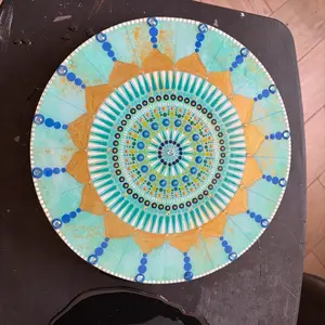 12 Inch Hand Painted Mandala - Vibrant Colors and Intricate Design for Home Decor