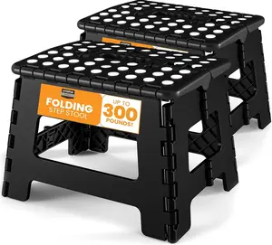 Utopia Home Folding Step Stool with Handle – 9 Inch Anti Slip Collapsible Stool – Holds Up to 300 lbs – Sturdy Plastic Step Stool Foldable for Kitchen, Bathroom and Home Use (2-Pack)
