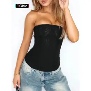 Women's Fishbone Corset Structure Fitted Crop Cami Top Solid Tube Top for Daily Wear Mesh Corset Top PartyRAIMENTRY