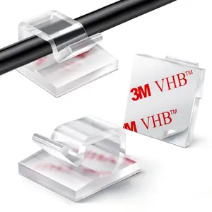 Cable Clips, Adhesive Wire Clips, Strong Cord Clips, Wire Holders-Cable Management Clips for Desk, Wall, Car, TV, Ethernet Cable (Clear, Small)