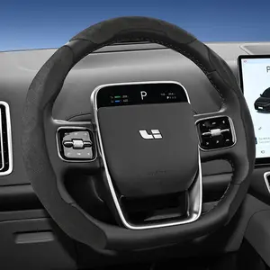 For Li Auto Alcantara Suede Steering Wheel Cover New Sporty Design Segmented Non-slip Quick install Ultra-thin Suitable For L9/L7/L6/MEGA/L8/i6/i8 Black Brown Mocha brown Orange Red Green
