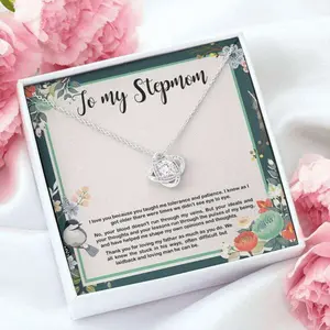 Stepmom Necklace, Mothers Day Necklace To My Stepmom Necklace Thank You For Loving My Father As Much As You Do Love Knot Necklace