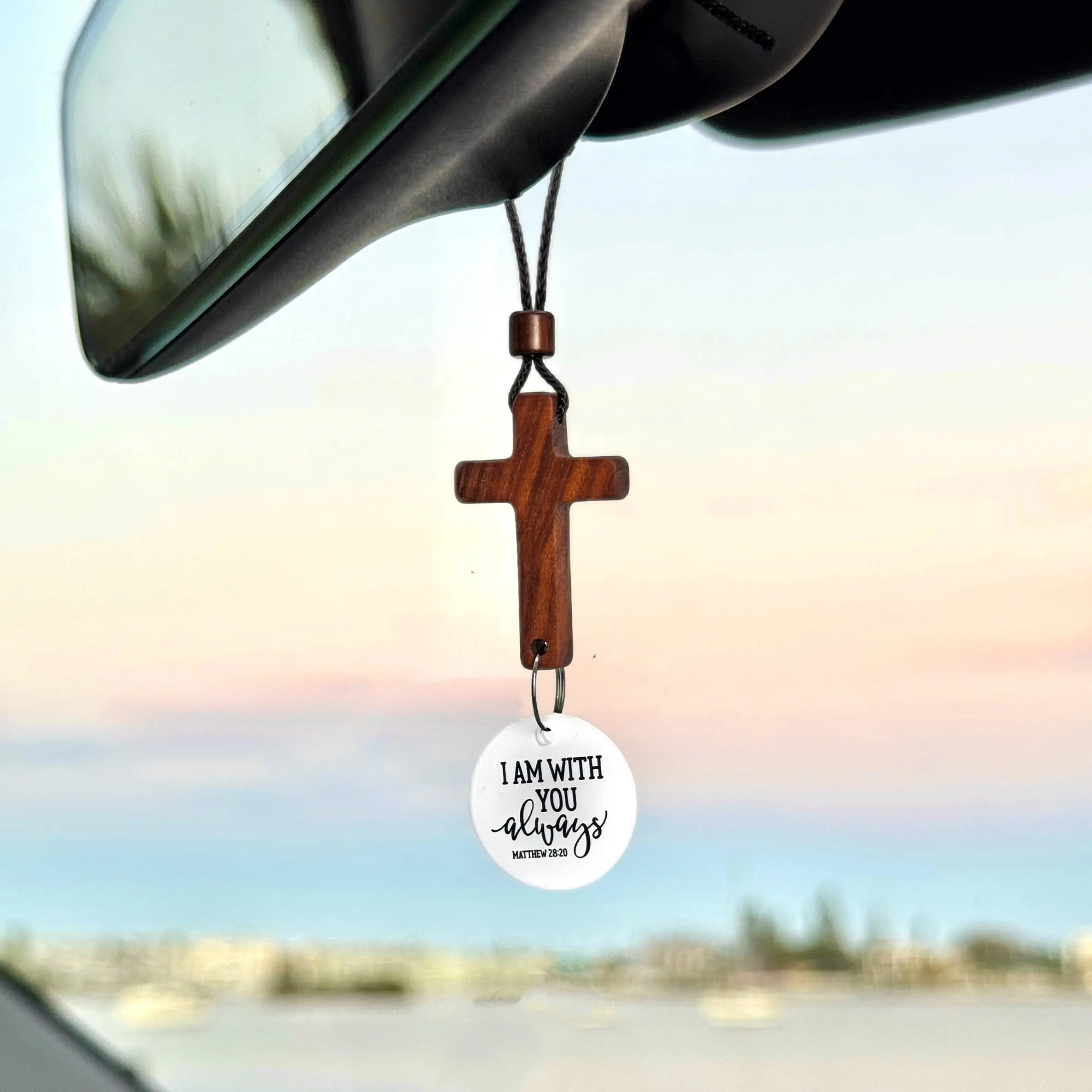 Yappy Bible Verse Car Rearview Hanging Cross Ornament, Daily Encouragement, Christian Accessories for Vehicle